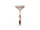 Rose gold Three-Stone Marquise Cut Diamond Ring with Pear Side Stones in Four-Prong Setting_172