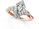 Rose gold Three-Stone Marquise Cut Diamond Ring with Pear  Side Stones in Four-Prong Setting_19