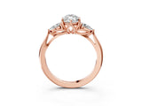 Rose gold Three-Stone Marquise Cut Diamond Ring with Pear  Side Stones in Four-Prong Setting_21
