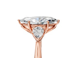 Rose gold Three-Stone Marquise Cut Diamond Ring with Pear  Side Stones in Four-Prong Setting_23