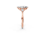 Rose gold Three-Stone Marquise Cut Diamond Ring with Pear  Side Stones in Four-Prong Setting_50