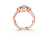 Rose gold Three-Stone Marquise Cut Diamond Ring with Prong Setting and Classic Band_6