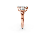 Rose gold Three-Stone Marquise Cut Diamond Ring with Round Accent Stones, Prong Setting, and Classic Band_13