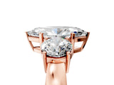 Rose gold Three-Stone Marquise Cut Diamond Ring with Round Side Stones, Classic Band, and Four-Prong Setting_8