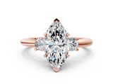 Rose gold Three-Stone Marquise Cut Diamond Solitaire with Prong Setting and Classic Band_56