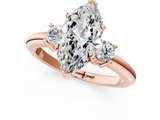 Rose gold Three-Stone Marquise Cut Diamond Solitaire with Prong Setting and Classic Band_57