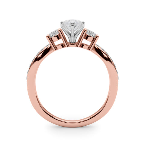 Rose gold Three-Stone Marquise Cut Diamond Twist Band with Prong Setting 2