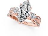 Rose gold Three-Stone Marquise Cut Diamond Twist Band with Prong Setting_49