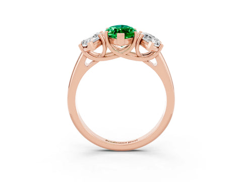 Rose gold Three-Stone Marquise Cut Emerald Engagement Ring with Prong Setting_3