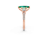 Rose gold Three-Stone Marquise Cut Emerald Pavé Band with Four-Prong Setting_2