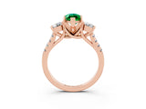 Rose gold Three-Stone Marquise Cut Emerald Pavé Band with Four-Prong Setting_3