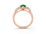 Rose gold Three-Stone Marquise Cut Emerald Ring with Pear Side Stones and Four-Prong Setting_3