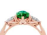 Rose gold Three-Stone Marquise Cut Emerald Ring with Pear  Side Stones in Four-Prong Setting_16