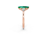 Rose gold Three-Stone Marquise Cut Emerald Ring with Pear  Side Stones in Four-Prong Setting_38