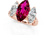 Rose gold Three-Stone Marquise Cut Garnet Braided Band Ring with Four-Prong Setting_13