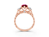Rose gold Three-Stone Marquise Cut Garnet Braided Band Ring with Four-Prong Setting_15