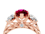 Rose gold Three-Stone Marquise Cut Garnet Braided Band Ring with Four-Prong Setting_16