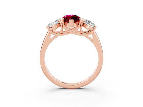 Rose gold Three-Stone Marquise Cut Garnet Engagement Ring with Prong Setting_3