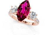 Rose gold Three-Stone Marquise Cut Garnet Pavé Band with Four-Prong Setting_1