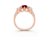 Rose gold Three-Stone Marquise Cut Garnet Ring with Pavé Band and Prong Setting_15
