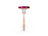 Rose gold Three-Stone Marquise Cut Garnet Ring with Pear Side Stones and Four-Prong Setting_2