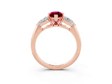 Rose gold Three-Stone Marquise Cut Garnet Ring with Pear Side Stones and Four-Prong Setting_3