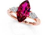 Rose gold Three-Stone Marquise Cut Garnet Ring with Pear  Side Stones in Four-Prong Setting_13