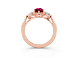 Rose gold Three-Stone Marquise Cut Garnet Ring with Pear  Side Stones in Four-Prong Setting_15