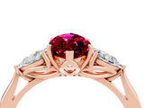 Rose gold Three-Stone Marquise Cut Garnet Ring with Pear  Side Stones in Four-Prong Setting_16