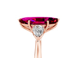 Rose gold Three-Stone Marquise Cut Garnet Ring with Pear  Side Stones in Four-Prong Setting_17