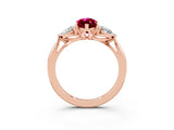 Rose gold Three-Stone Marquise Cut Garnet Ring with Pear  Side Stones in Four-Prong Setting_39