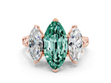Rose gold Three-Stone Marquise Cut Green Sapphire Braided Band Ring with Four-Prong Setting_12