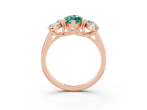 Rose gold Three-Stone Marquise Cut Green Sapphire Engagement Ring with Prong Setting_3