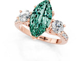 Rose gold Three-Stone Marquise Cut Green Sapphire Pavé Band with Four-Prong Setting_1