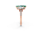 Rose gold Three-Stone Marquise Cut Green Sapphire Ring with Pavé Band and Prong Setting_14