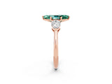Rose gold Three-Stone Marquise Cut Green Sapphire Ring with Pear Side Stones and Four-Prong Setting_2