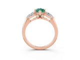 Rose gold Three-Stone Marquise Cut Green Sapphire Ring with Pear Side Stones and Four-Prong Setting_3