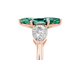 Rose gold Three-Stone Marquise Cut Green Sapphire Ring with Pear Side Stones and Four-Prong Setting_5
