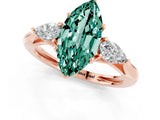 Rose gold Three-Stone Marquise Cut Green Sapphire Ring with Pear  Side Stones in Four-Prong Setting_13