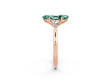 Rose gold Three-Stone Marquise Cut Green Sapphire Ring with Pear  Side Stones in Four-Prong Setting_14