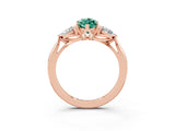 Rose gold Three-Stone Marquise Cut Green Sapphire Ring with Pear  Side Stones in Four-Prong Setting_15