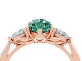 Rose gold Three-Stone Marquise Cut Green Sapphire Ring with Pear  Side Stones in Four-Prong Setting_16