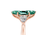 Rose gold Three-Stone Marquise Cut Green Sapphire Ring with Pear  Side Stones in Four-Prong Setting_17