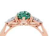 Rose gold Three-Stone Marquise Cut Green Sapphire Ring with Pear  Side Stones in Four-Prong Setting_40
