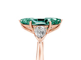 Rose gold Three-Stone Marquise Cut Green Sapphire Ring with Pear  Side Stones in Four-Prong Setting_41