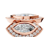 Rose gold Three-Stone Marquise Cut Halo Pavé Diamond Ring_8