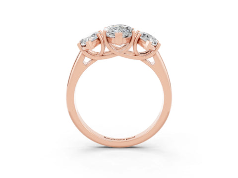 Rose gold Three-Stone Marquise Cut Moissanite Engagement Ring with Prong Setting_3