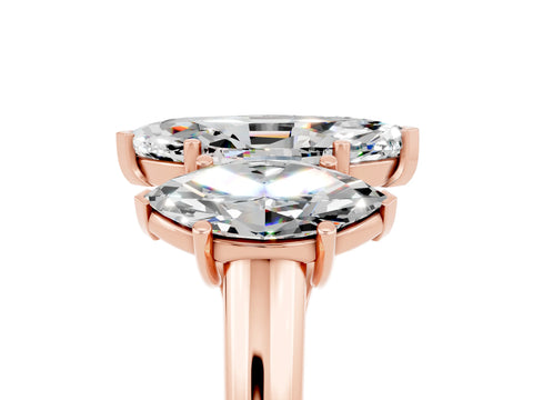 Rose gold Three-Stone Marquise Cut Moissanite Engagement Ring with Prong Setting_5