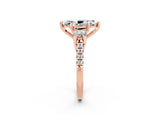 Rose gold Three-Stone Marquise Cut Moissanite Pavé Band with Four-Prong Setting_2