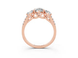 Rose gold Three-Stone Marquise Cut Moissanite Ring with Pavé Band and Prong Setting_15